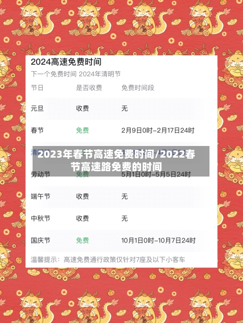 2023年春节高速免费时间/2022春节高速路免费的时间