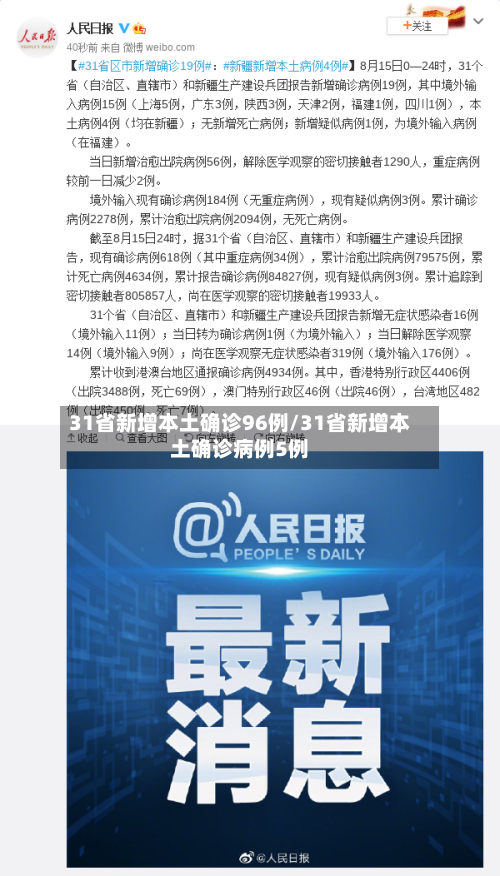 31省新增本土确诊96例/31省新增本土确诊病例5例