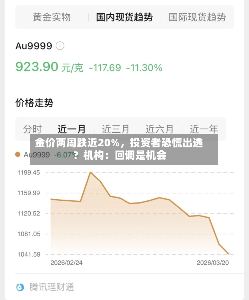 金价两周跌近20%，投资者恐慌出逃？机构：回调是机会-第3张图片