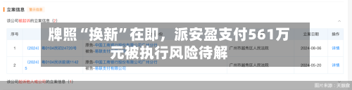 牌照“换新”在即，派安盈支付561万元被执行风险待解