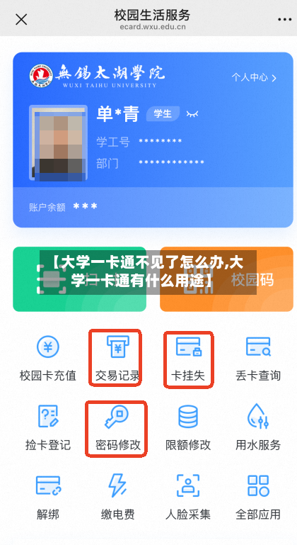 【大学一卡通不见了怎么办,大学一卡通有什么用途】