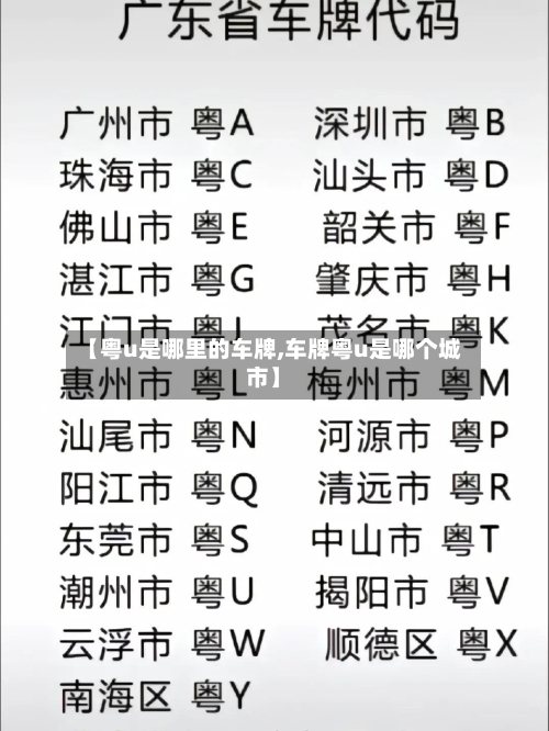 【粤u是哪里的车牌,车牌粤u是哪个城市】