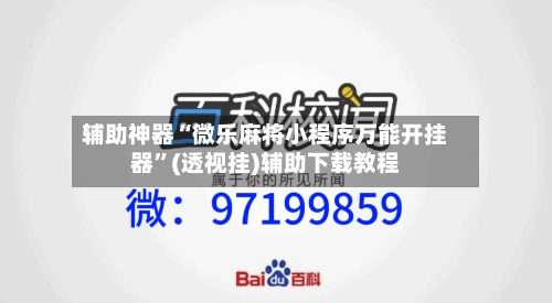 辅助神器“微乐麻将小程序万能开挂器”(透视挂)辅助下载教程-第3张图片
