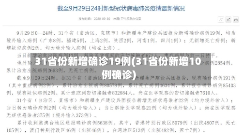 31省份新增确诊19例(31省份新增10例确诊)