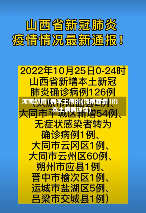 河南新增1例本土病例(河南新增1例本土病例详情)