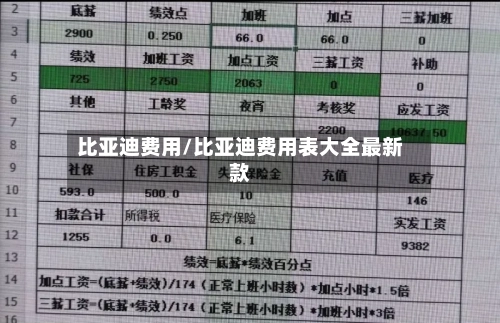 比亚迪费用/比亚迪费用表大全最新款