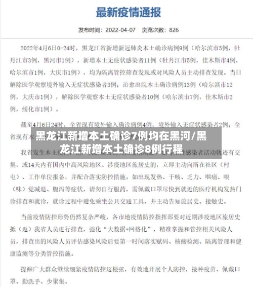 黑龙江新增本土确诊7例均在黑河/黑龙江新增本土确诊8例行程-第2张图片