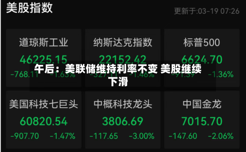 午后：美联储维持利率不变 美股继续下滑