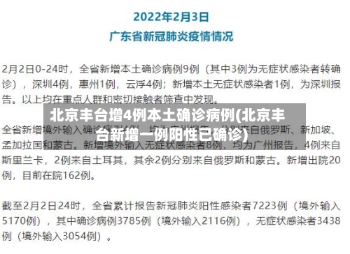北京丰台增4例本土确诊病例(北京丰台新增一例阳性已确诊)