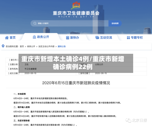 重庆市新增本土确诊4例/重庆市新增确诊病例22例