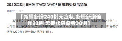 【新疆新增240例无症状,新疆新增确诊22例 无症状感染者38例】