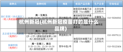 杭州新冠(杭州新冠疫苗打的是什么品牌)