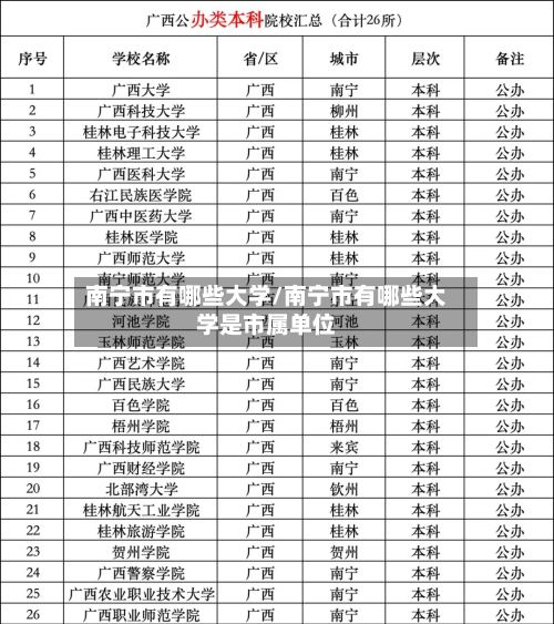 南宁市有哪些大学/南宁市有哪些大学是市属单位-第2张图片