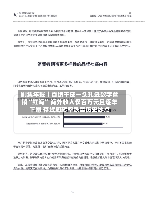 剧集年报｜百纳千成一头扎进数字营销“红海” 海外收入仅百万元且逐年下滑 存货周转率跌至历史冰点-第2张图片