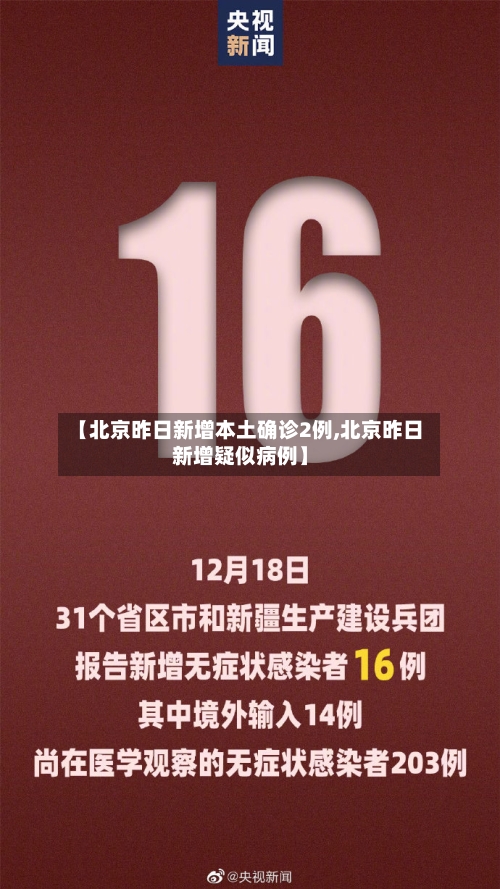 【北京昨日新增本土确诊2例,北京昨日新增疑似病例】