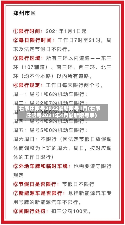 石家庄限号2022最新限号1月(石家庄限号2021年4月最新限号表)-第3张图片
