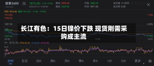 长江有色：15日镍价下跌 现货刚需采购成主流