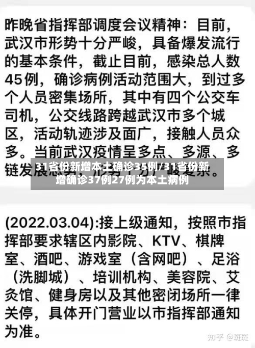 31省份新增本土确诊35例/31省份新增确诊37例27例为本土病例