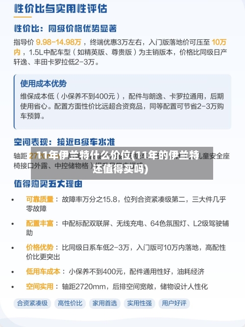 11年伊兰特什么价位(11年的伊兰特还值得买吗)