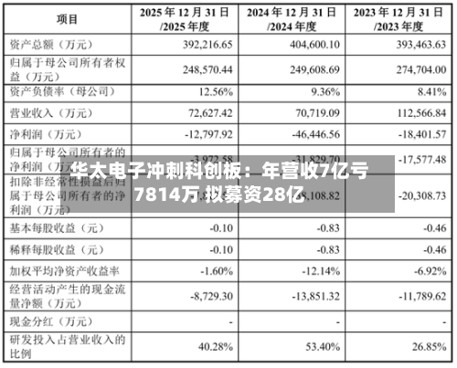 华太电子冲刺科创板：年营收7亿亏7814万 拟募资28亿-第3张图片