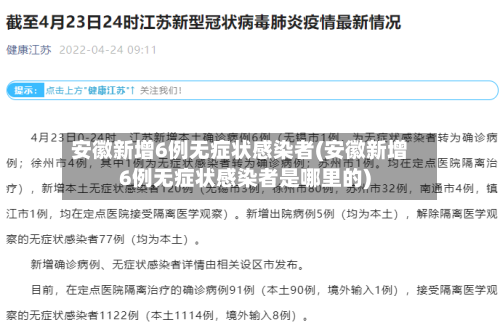 安徽新增6例无症状感染者(安徽新增6例无症状感染者是哪里的)
