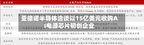亚德诺半导体洽谈以15亿美元收购AI电源芯片初创企业