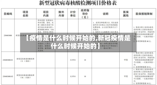 【疫情是什么时候开始的,新冠疫情是什么时候开始的】