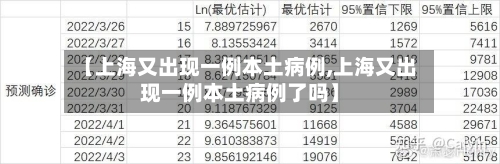 【上海又出现一例本土病例,上海又出现一例本土病例了吗】