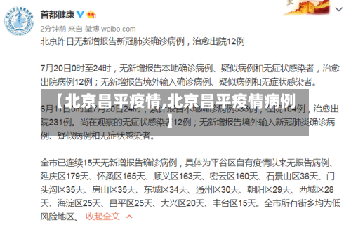 【北京昌平疫情,北京昌平疫情病例】
