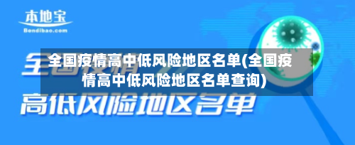 全国疫情高中低风险地区名单(全国疫情高中低风险地区名单查询)-第2张图片