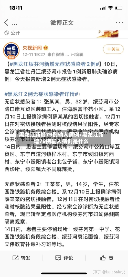 黑龙江新增79例输入病例/黑龙江新增79例输入病例是什么