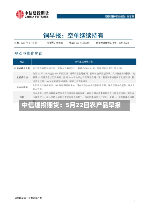 中信建投期货:5月22日农产品早报-第2张图片